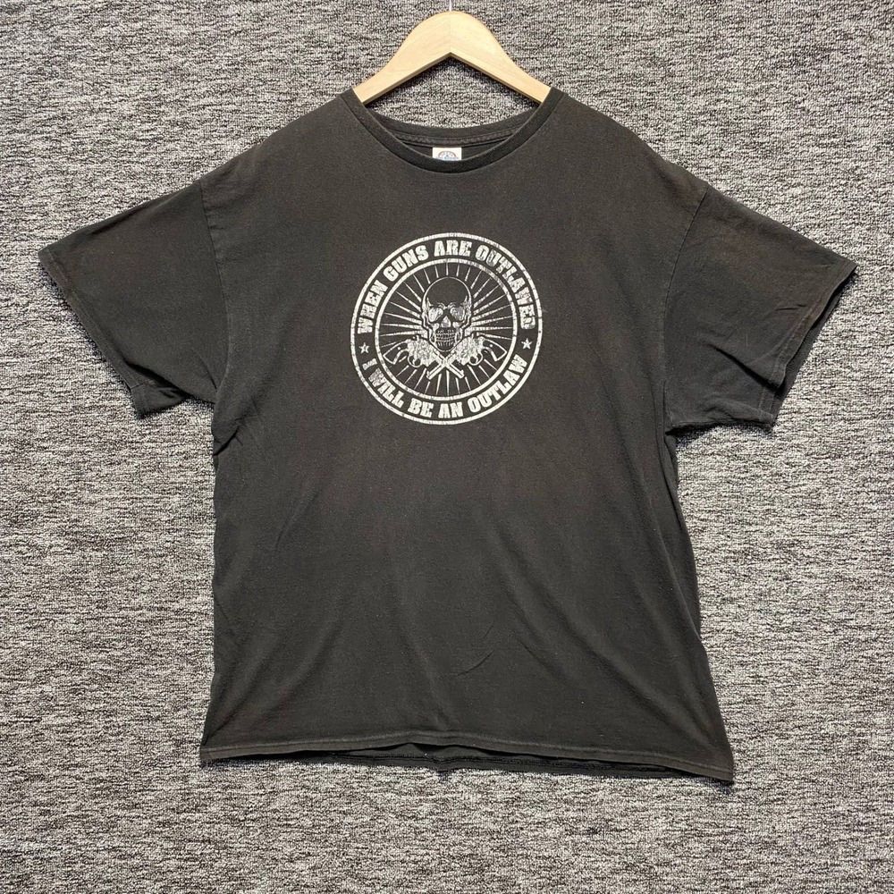 VTG When Guns Are Outlawed Shirt XL Black Delta Pro Weight Skull Revolver 2nd